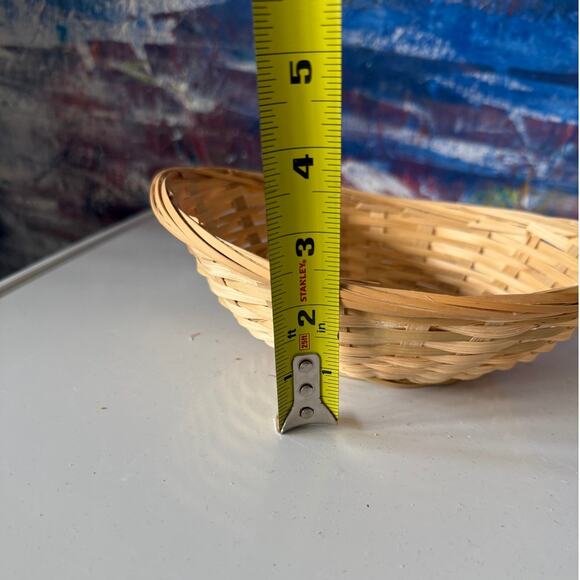 5 Vintage Natural Small Woven Baskets Oval Wicker Storage Fruit Snack Bowls - Picture 7 of 16